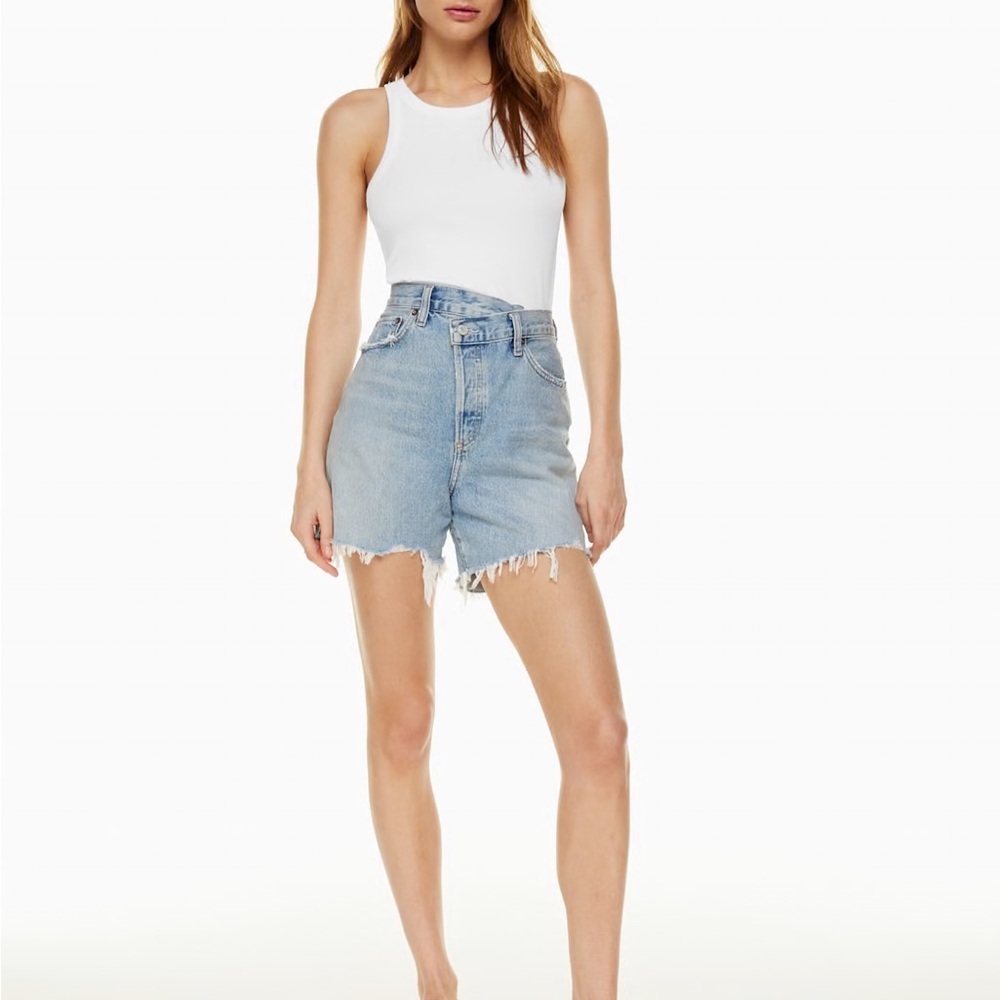Agolde Criss Cross Upsized Blue Denim Shorts